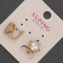 Cercei Xuping cu cristal alb, diametrul de 12 mm ±, lungimea 12 mm ±, placare cu aur 18K