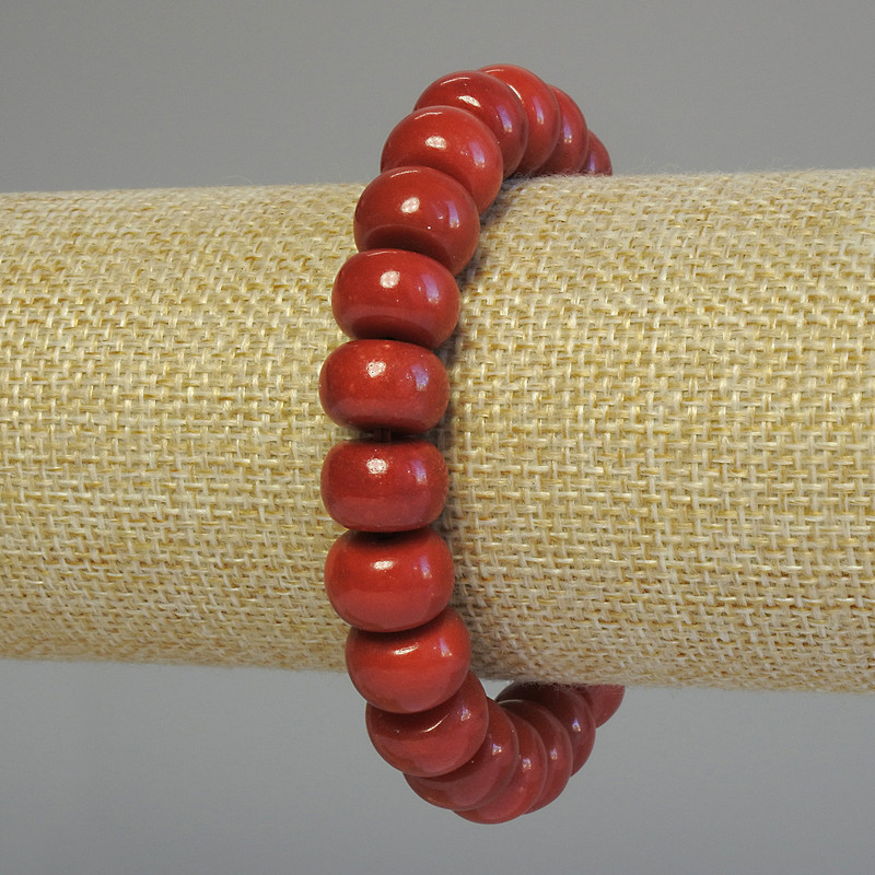 Brățară din coral artificial rondelle 12x8 mm, lungime 18 cm, elastică