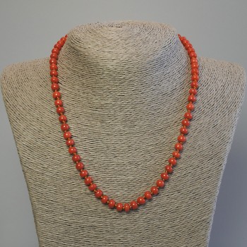 Colier din coral artificial, mărgele tip rondelle 6×4,5 mm, lungime 50 cm, cu închizătoare