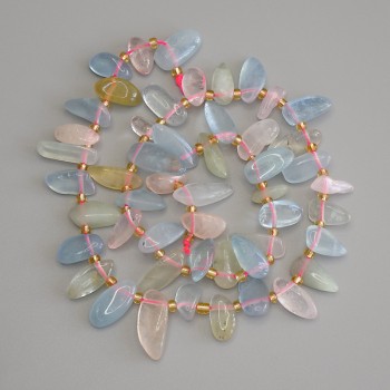 Mărgele Morganit, facetate, în formă de fluture, 14-17×6-8 mm, pe fir, lungime 41 cm