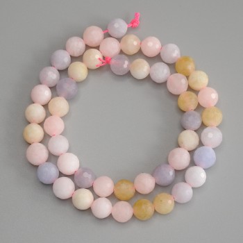 Mărgele Morganit, sferice, fațetate, diametru de 8 mm, lungime 37 cm ±