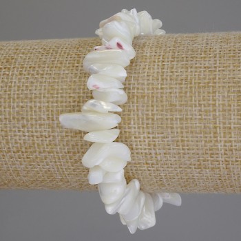 Brățară din fragmente de sidef, diametrul 8-12×3-5 mm, lungime 18 cm (elastic)