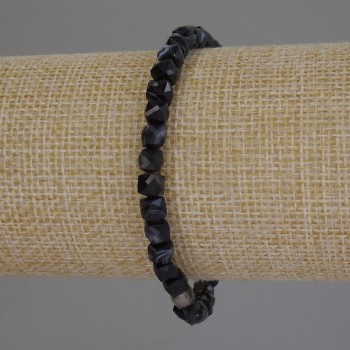 Brățară din agat tăiat cuburi, diametru 5×5 mm, lungime 18 cm, pe elastic