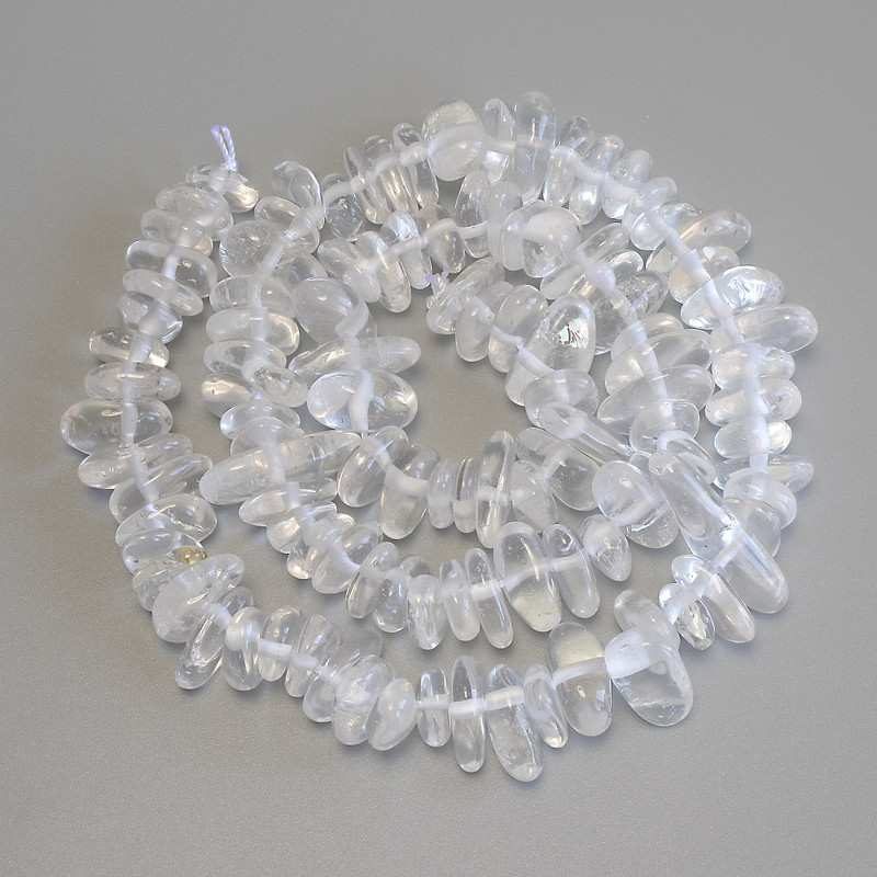 Mărgele din piatră naturală, cristal de munte, fațetate, diametrul 8–13×4–6 mm, lungime 40 m pe fir