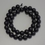 Mărgele negre de turmalin, sferice, netede, diametrul de 10 mm, lungime 38 cm, pe șnur