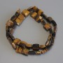 Mărgele din ochi de tigru, tăiate, pătrate, diametrul 10×10 mm, lungime 39 cm, pe șnur