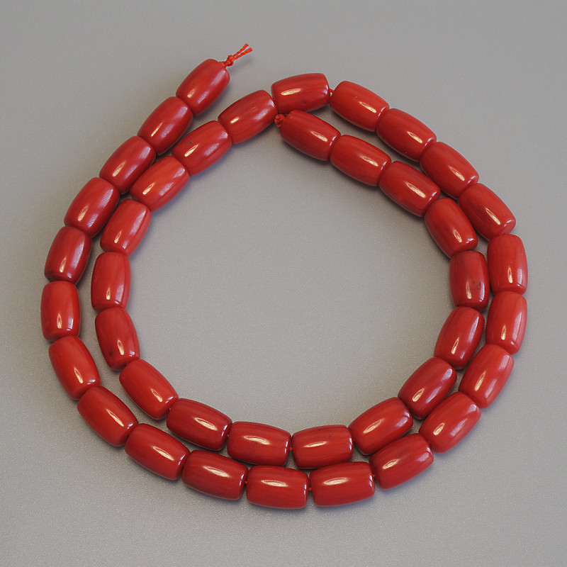 Mărgele coral barilo 10×6,5 mm, lungime 41 cm, pe fir