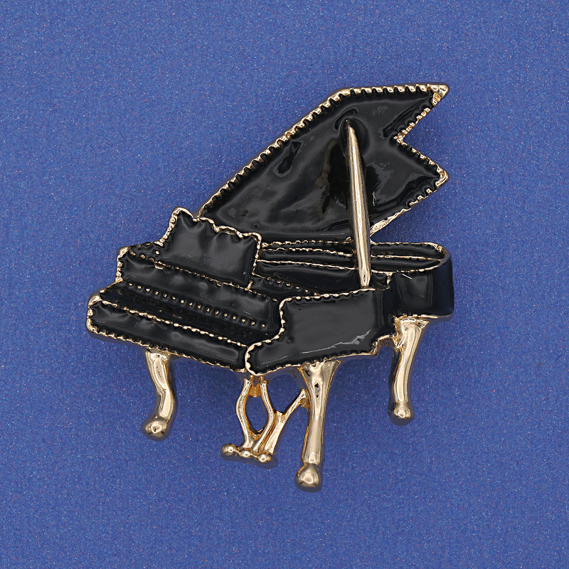 Broșă Pianano email negru metal auriu 36×30 mm+