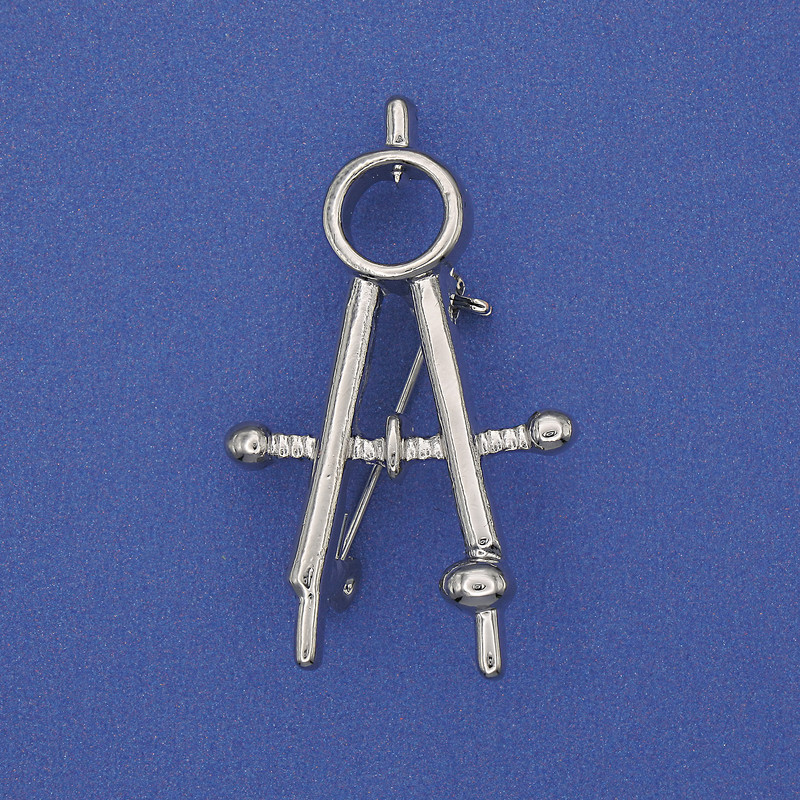 Broșă Compas argintiu din metal 41×24 mm+