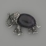 Broșă cu pandantiv «Elefant», ametist, 45x27 mm, +/- metal argintiu, strasuri negre
