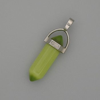 Pandantiv Ochi de Pisică hexagonal, cu bilă de cristal, 8×31×41 mm+