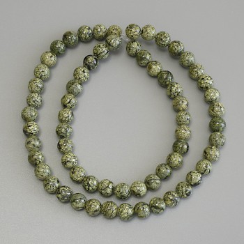 Mărgele din serpentină, sferice, netede, 6 mm, lungime aproximativă 40 cm, pe fir