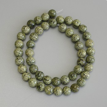 Mărgele din serpentină, formă sferică netedă, 8 mm ±, lungime 39 cm ±, pe fir