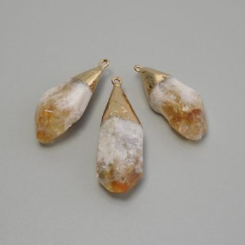 Кулон Цитрин оброблений асорті розміри 15-18х41-47мм+- золотистий метал