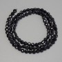 Mărgele din turmalin negru, în formă de monedă tăiată, diametrul 4 mm ±, pe șnur, lungime 39 cm+