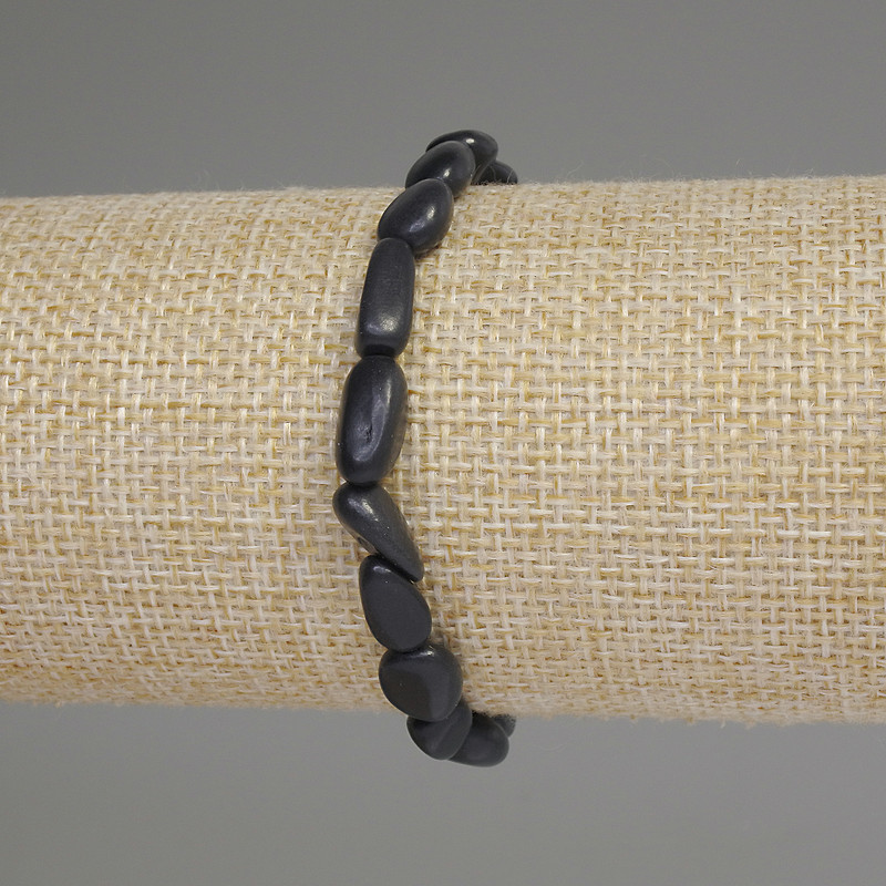 Brățară din șungit, mărgele facetate, diametru 8-12×7 mm, lungime 18 cm, pe elastic