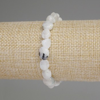 Brățară din adularit, fațetată, diametru 10-18×5-6 mm, mărgele de 3 mm, lungime 18 cm, cu elastic