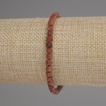 Brățară din aventurin „Nisip auriu” - cuburi facetate, diametrul 4 mm, lungime 18 cm, elastic