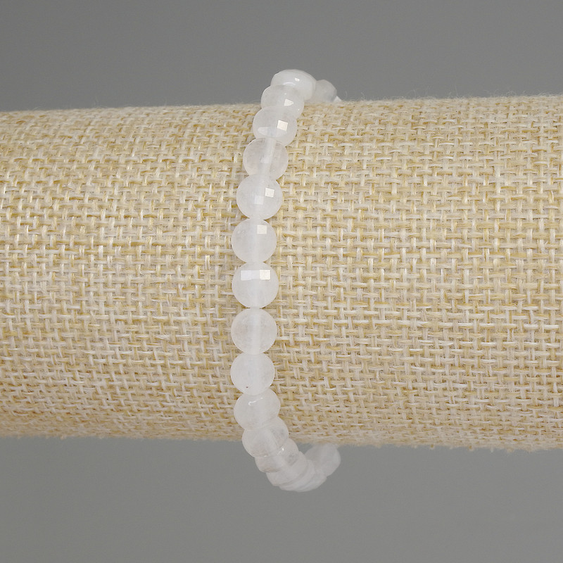 Brățară din cristal de munte, mărgele în formă de monede tăiate, de 6 mm, lungime aproximativă 18 cm, pe elastic