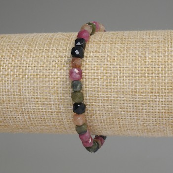 Brățară cu turmalin facetat, cub de 5 mm, lungime 18 cm, pe elastic