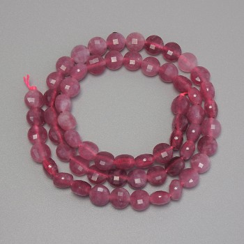 Mărgele de turmalin în formă de monedă fațetate, diametrul 6,5 mm, lungime 38 cm, pe șnur