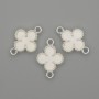 Conector «Trifoi» alb, metal argintiu, 20×14 mm, pachet de 3 buc.