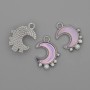 Pandantiv Lună cu perle mici și strasuri, metal argintiu, diametrul de 15 mm, lungimea de 18 mm, set de 3 buc.