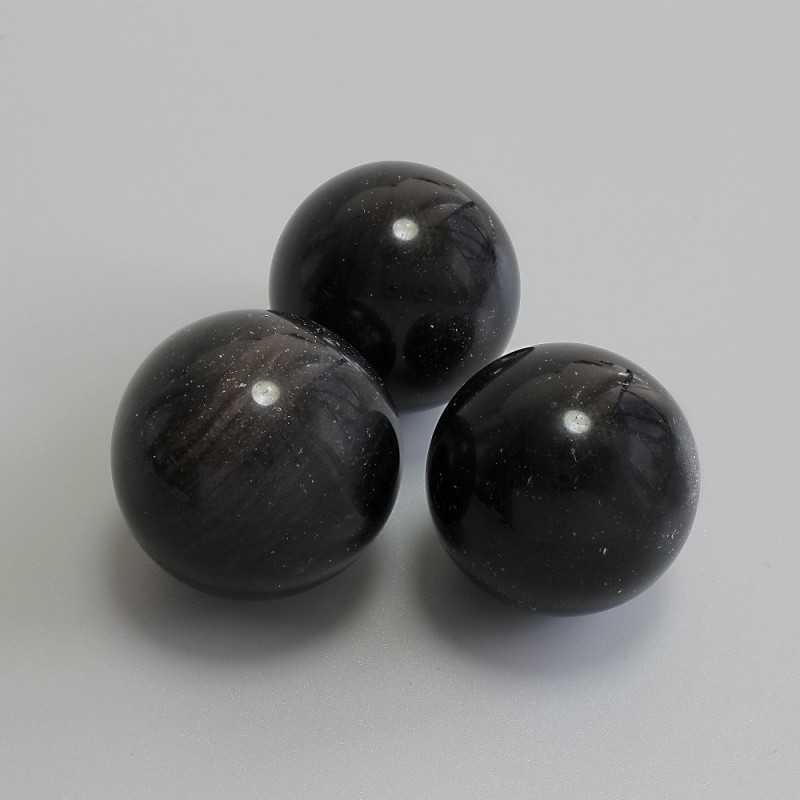 Sferă decorativă din obsidian argintiu, diametrul de 30 mm, greutate de la 30 g