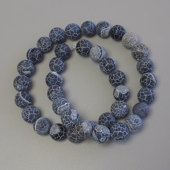 Mărgele de agat înghețat pe fir, bile netede, diametrul 10 mm, lungime 38 cm