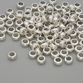 Furnitură mărgea-inserție, culoare metalică argintie, diametrul 5×2,5 mm, gaură de aproximativ 2,8 mm, ambalaj de 20 g (~101 buc.)