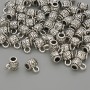 Furnitură bail, culoare metalică argintiu, dimensiuni 6x5x7, 5 mm +/- găuri, diametrul 2,5 mm +-, diametrul 1,8 mm +/-, ambalare 20 g (~ 58 buc.).