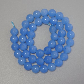 Mărgele de acvamarin, bile netede, diametrul aproximativ de 8 mm, pe șnur, lungime 38 cm