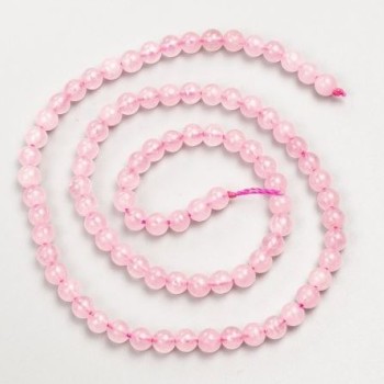 Mărgele din cuarț roz naturale, bilă netedă, diametrul 4,5 mm, lungime aproximativă 38 cm, pe șnur