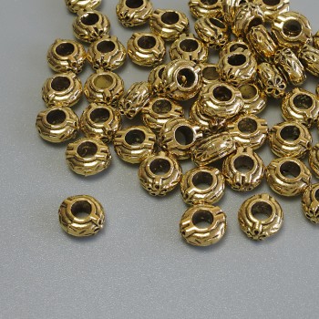 Inserție pentru mărgele, culoare metalică aurie, diametru 6×3 mm, gaură ~3 mm, ambalaj 20 g (~56 buc.)