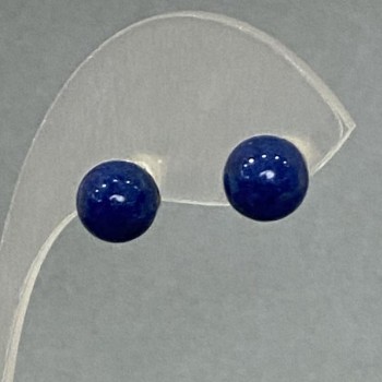 Cercei stud din lazurit presat, metal placat cu argint, 8 mm