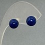 Cercei stud din lazurit presat, metal placat cu argint, 8 mm