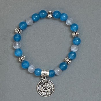 Brățară asortată «Ochi de pisică» cu bile netede de 8 mm ±, cu inserții metalice, lungime 18 mm ±, pe elastic