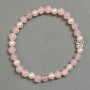 Brățară din cuarț roz și perle artificiale, mărgele netede de 6 mm, cu inserție metalică, lungime 18 cm, elastică