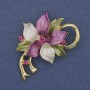 Broșă-pandantiv «Floare» email colorat, cristale, metal auriu 50x42mm+