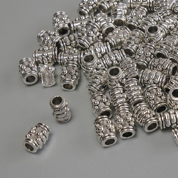 Inserție de mărgele argintie, diametru 6×4 mm, gaură Ø 1,8 mm, ambalaj 20 g (~62 buc.)