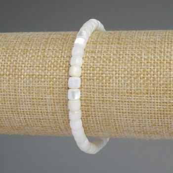 Brățară din sidef rondel, diametrul 6x5 mm, lungime 18 cm, pe elastic