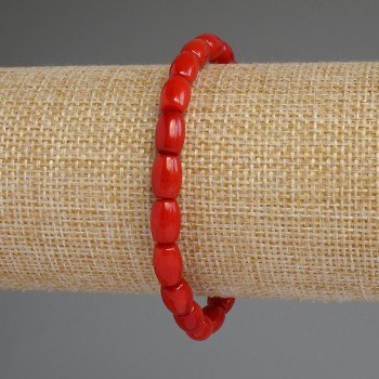 Brățară din coral Barilo 9x6 mm, lungime 18 cm, elastică