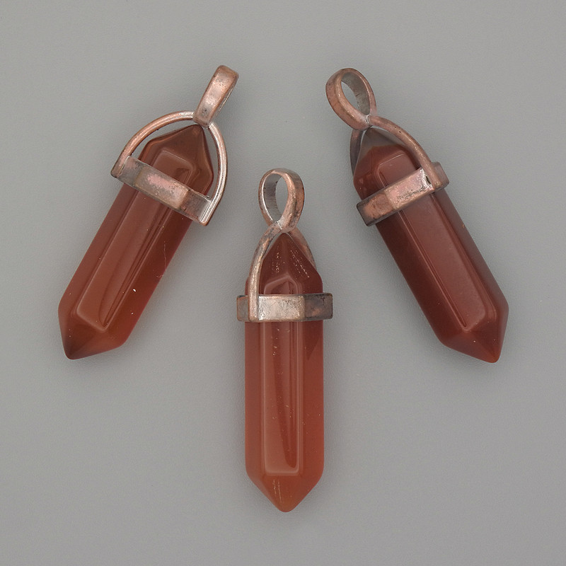 Reducere! Pandantiv carneol, cristal hexagonal cu sferă 8x31x41 mm+