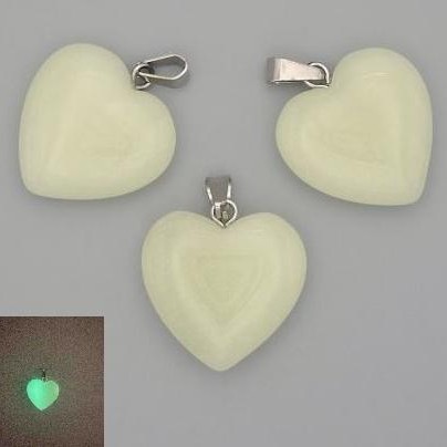 Pandantiv Inimă din onix verde, strălucire 20×20×25 mm