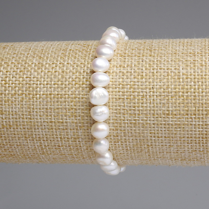 Brățară cu perle de râu 7-7,5×6-6,5 mm, lungime 18 cm, elastică