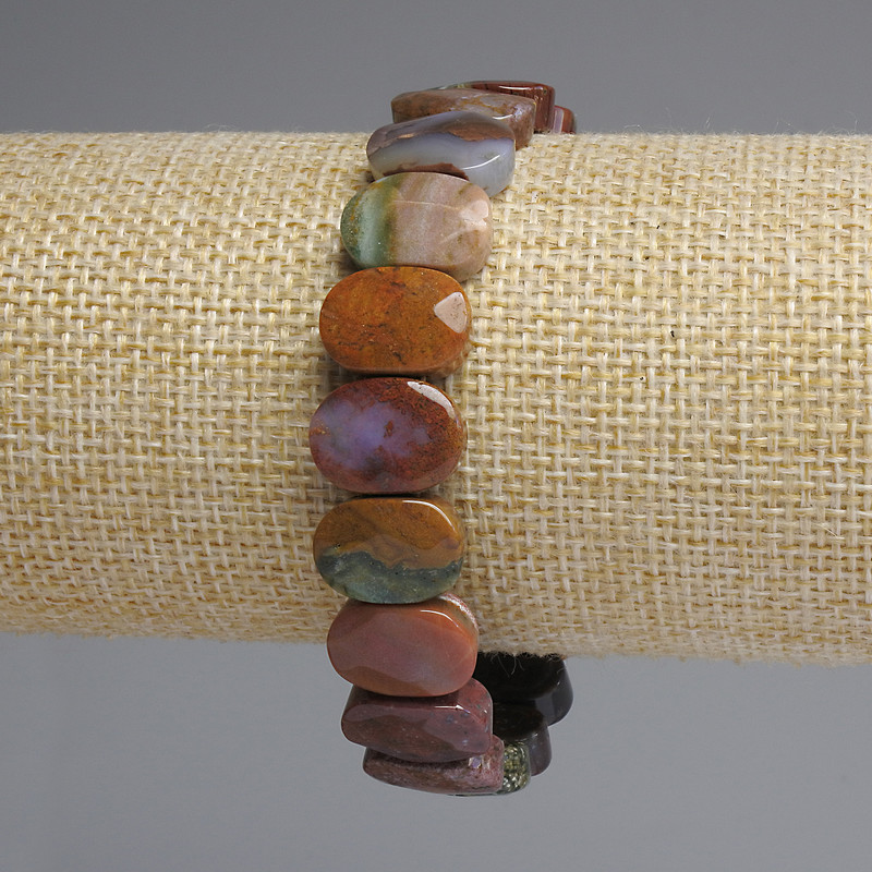 Brățară din jasper tăiat, linkuri rotunjite, diametrul 14×10 mm, lungime 18 cm, extensibilă