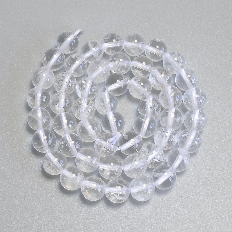 Mărgele din cristal de munte, bile netede, diametru 8 mm ±, pe șnur, lungime 38 cm+