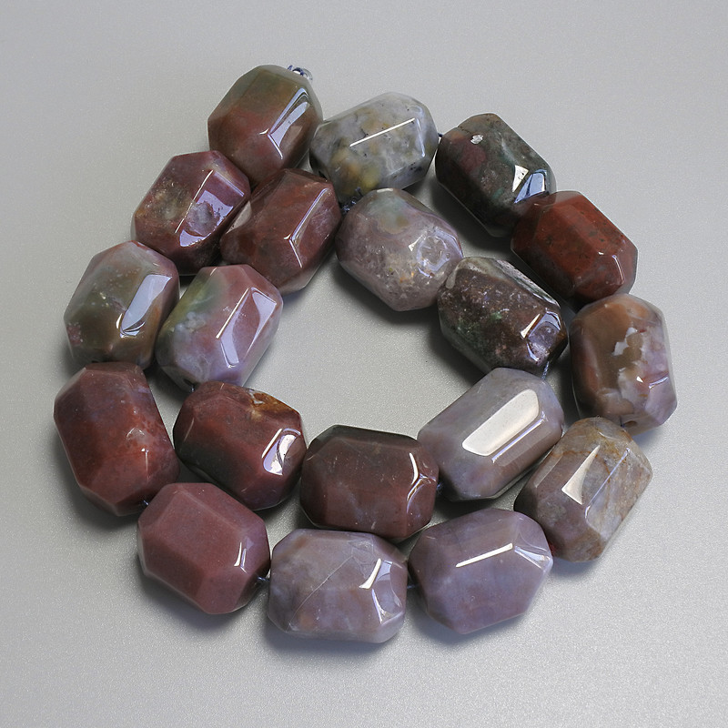 Mărgele de jasper cu formă poligonală, dimensiuni 20x15 mm, pe șnur, lungime 38 cm+