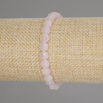 Brățară din cuarț roz, monedă fațetată, diametru 6 mm, lungime 18 cm, elastic