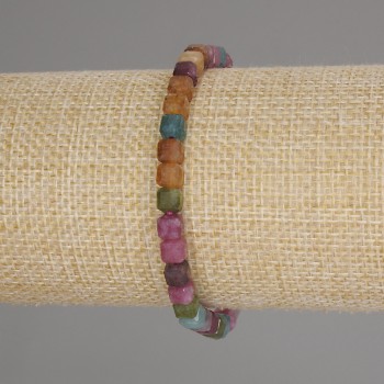 Brățară cu turmalin facetat în cuburi, diametru 5x5 mm, lungime 18 cm, elastică